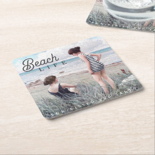 Porta-copo De Papel Quadrado Sun-Kissed e Salty Beach Life