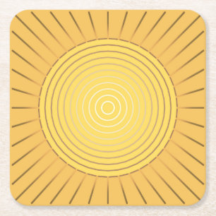 Porta-copo De Papel Quadrado Sunburst geométrico moderno - ouro/amarelo da