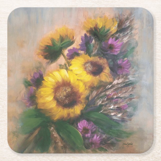 Porta-copo De Papel Quadrado Sunflower Breeze by Jason Street (Frente)