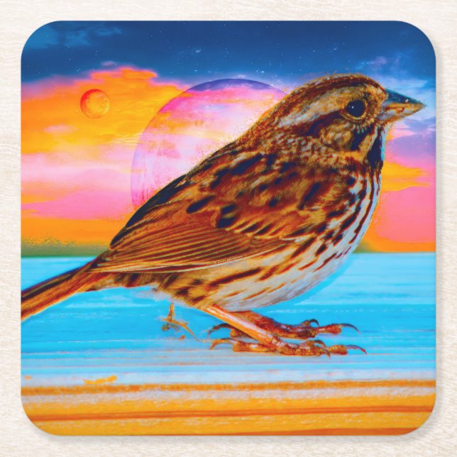 Porta-copo De Papel Quadrado Sunset Melody (Frente)