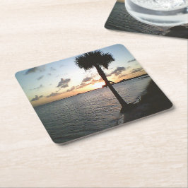 Porta-copo De Papel Quadrado Sunset Na Praia