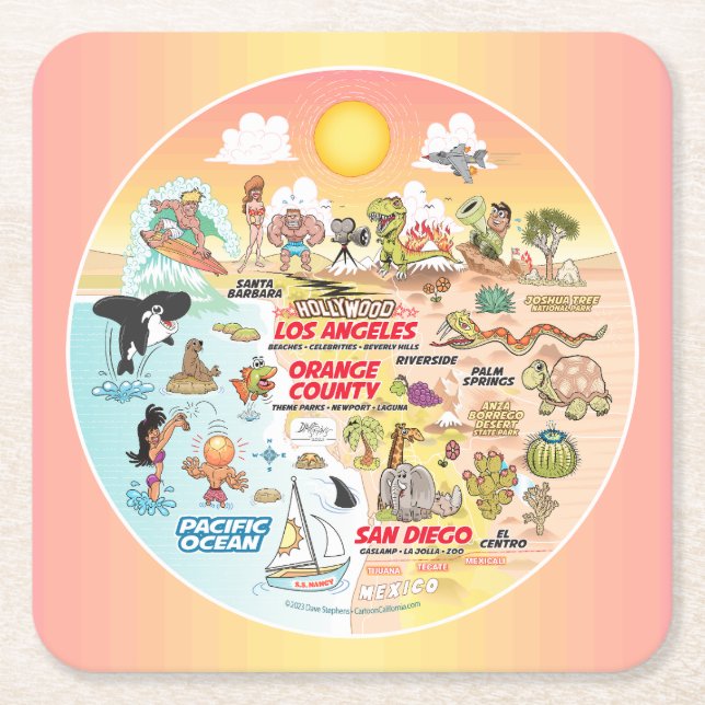 Porta-copo De Papel Quadrado Sunset SoCal (Frente)