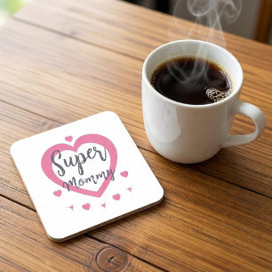 Porta-copo De Papel Quadrado Super Mamãe Presente Personalizado de Melhor Mamãe