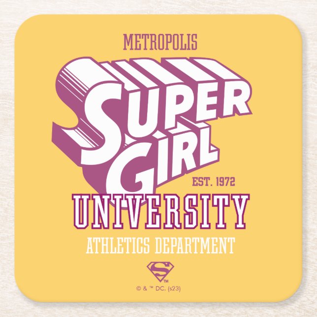 Porta-copo De Papel Quadrado Supergirl Metropolis University, Departamento de a (Frente)