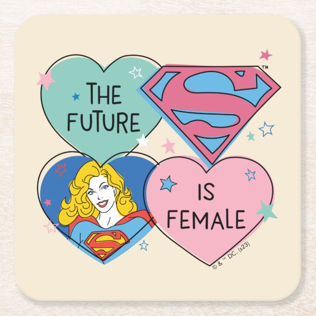 Porta-copo De Papel Quadrado Supergirl "The Future Is Female"