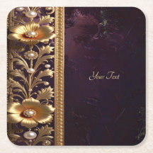 Suporte de Papel de Flor Ornamentais Douradas com 