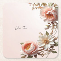 Suporte de Papel de Flores Cor-de-Rosa e Brancas D