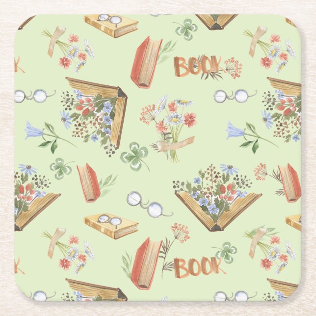 Porta-copo De Papel Quadrado Suporte de papel temático de livro elegante (Frente)