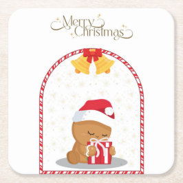 Porta-copo De Papel Quadrado Suporte de Presente de Urso de Natal