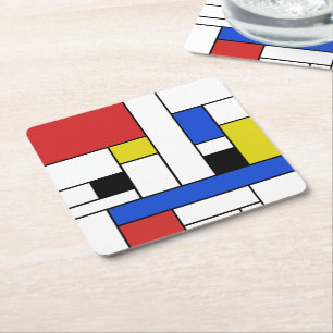 Porta-copo De Papel Quadrado Suportes Quadrados Mondrian Lines