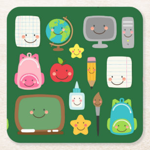 Porta-copo De Papel Quadrado Suprimentos Escolares Kawaii Fofos de Volta às Aul