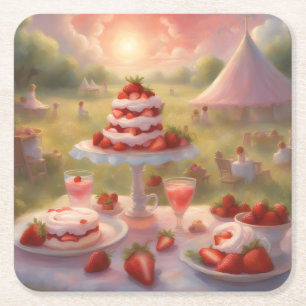 Porta-copo De Papel Quadrado suprimentos para festa de shortcake de morango dec