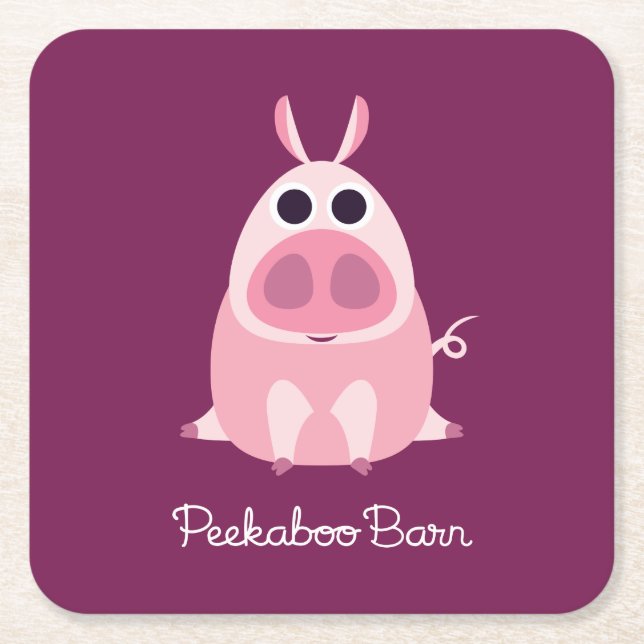 Porta-copo De Papel Quadrado Suspeitoso o porco (Frente)