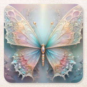 Porta-copo De Papel Quadrado Sussurros de cor: Sonho de borboleta Fractal de Pa