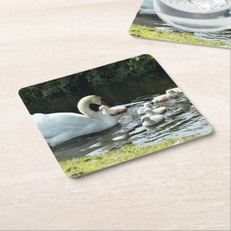 Porta-copo De Papel Quadrado Swan branco com Pintinhos