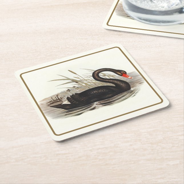 Porta-copo De Papel Quadrado Swan Negro (Inclinado)