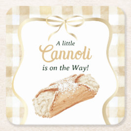 Porta-copo De Papel Quadrado Sweet Cannoli Neutral Beige Italian Baby Shower