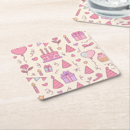 Porta-copo De Papel Quadrado Sweet Princess Party Celebration Pattern