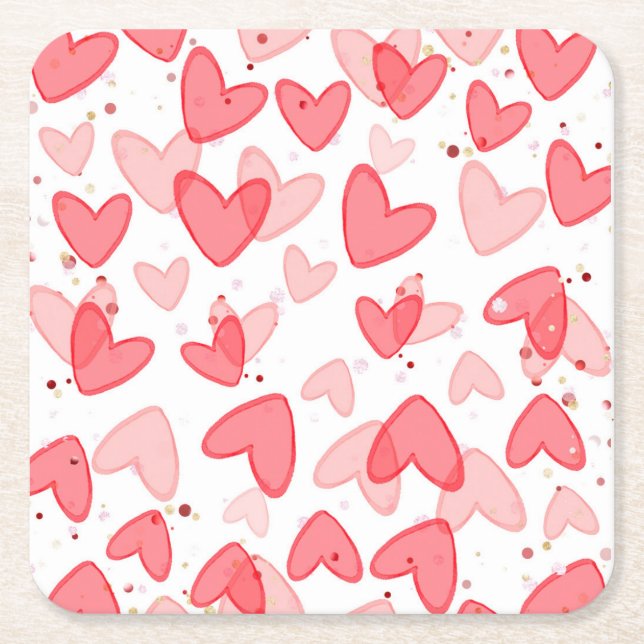 Porta-copo De Papel Quadrado Sweetheart Baby Shower Valentine  (Frente)