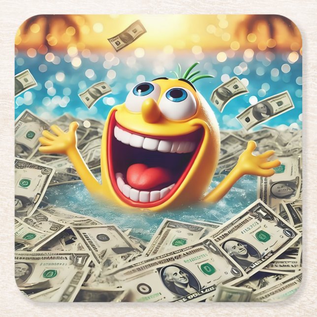 Porta-copo De Papel Quadrado swimming in money (Frente)