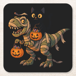 Porta-copo De Papel Quadrado T-Rex da múmia do gato preto - Dino do Dia das Bru