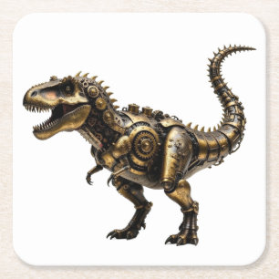 Porta-copo De Papel Quadrado T-Rex Mech Steampunk – Fera Dino de Latão
