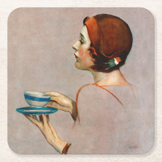 Porta-copo De Papel Quadrado Taça de Java (Frente)