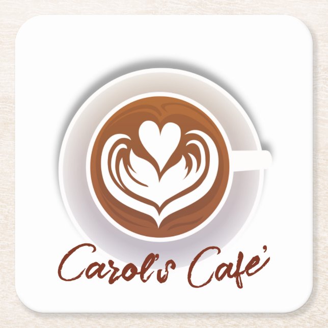 Porta-copo De Papel Quadrado Taça Latte de Café (Frente)