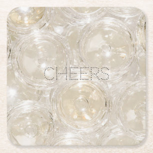 Porta-copo De Papel Quadrado Taças de Champanhe Glam Ouro Saúde