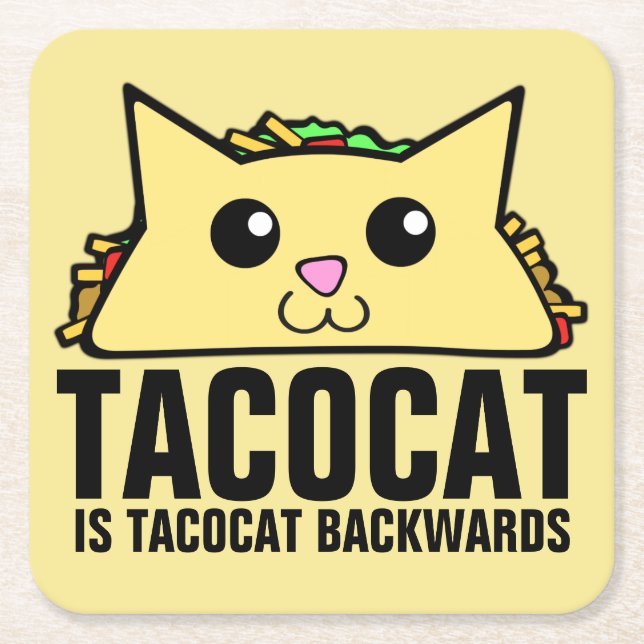 Porta-copo De Papel Quadrado Tacocat para trás (Frente)