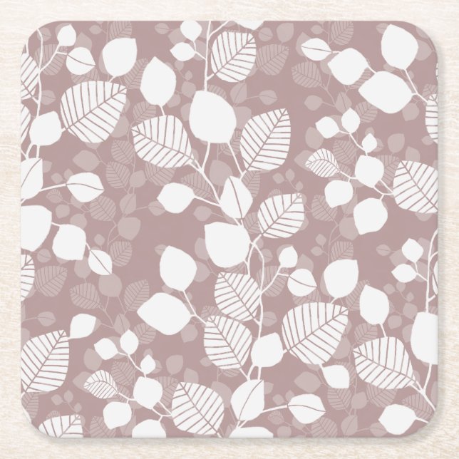 Porta-copo De Papel Quadrado Tangled Canopy of Leaves XL whisper grey foliage (Frente)