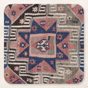 Porta-copo De Papel Quadrado Tapete Kilim Vermelho Antigo Oriental