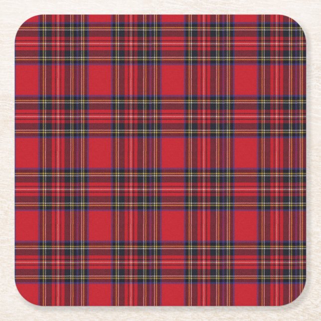 Porta-copo De Papel Quadrado Tartan real de Stewart (Frente)