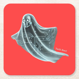 Porta-copo De Papel Quadrado Techno Ghost: Assombrando halloween