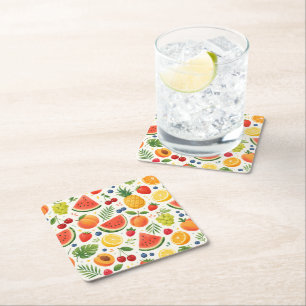 Porta-copo De Papel Quadrado Tecido de Padrão de Frutas de Verão   Melancia Tro