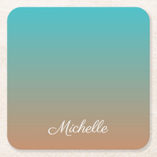 Porta-copo De Papel Quadrado Tecido marrom e azul personalizado