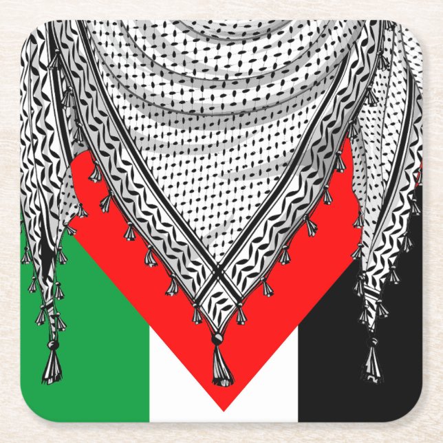 Porta-copo De Papel Quadrado Tecido Tradicional do Keffiyeh Scarf Palestino (Frente)