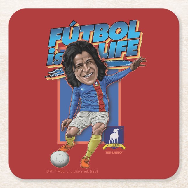 Porta-copo De Papel Quadrado Ted Lasso | Dani Rojas Bobblehad (Frente)