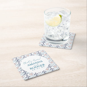 Porta-copo De Papel Quadrado Telhas e Corações Italianos do Amor