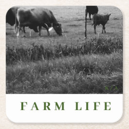 Porta-copo De Papel Quadrado Tema Da Família De Vacas, Coasters De Bebida