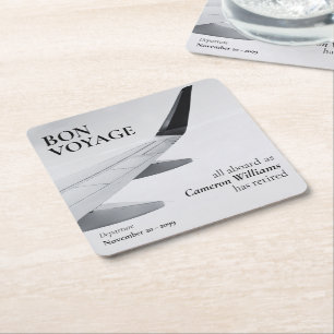 Porta-copo De Papel Quadrado Tema de Viagem de Aposentadoria Avião Moderno Boa