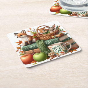 Porta-copo De Papel Quadrado Tema Decorativo de Outono