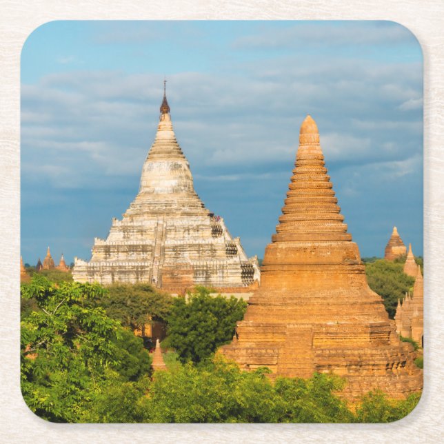Porta-copo De Papel Quadrado Templos e Pagodes Antigos | Bagan (Frente)