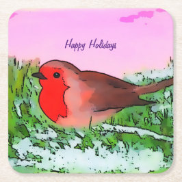 Porta-copo De Papel Quadrado temporada de Natal Robin Holiday