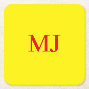 Porta-copo De Papel Quadrado Tendência simples de monograma amarelo-claro
