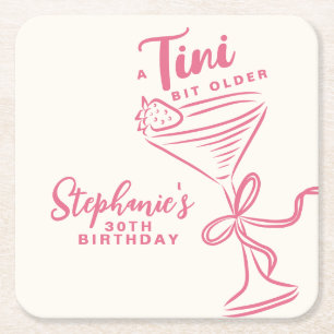 Porta-copo De Papel Quadrado Tendy Pink A Tini Bit Antigo aniversário de 30 ano