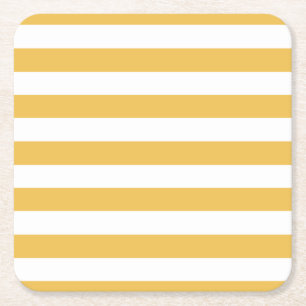 Porta-copo De Papel Quadrado Tendy Yellow e White Wide Horizontal Stripes