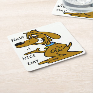 PORTA-COPO DE PAPEL QUADRADO "TENHA UM BOM DIA" CACHORRO