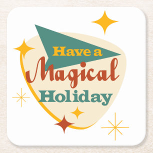 Porta-copo De Papel Quadrado Tenha um sinal de vintage de Feriado Mágico