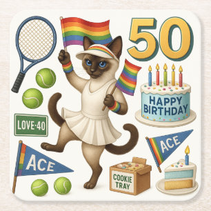 Porta-copo De Papel Quadrado Tênis 50º aniversário para os amantes de gatos